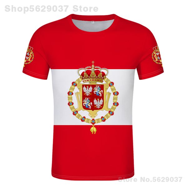

polish-lithuanian commonwealth flag t-shirt custom name number poland flags t-shirt print polish red white clothing 220609, White;black