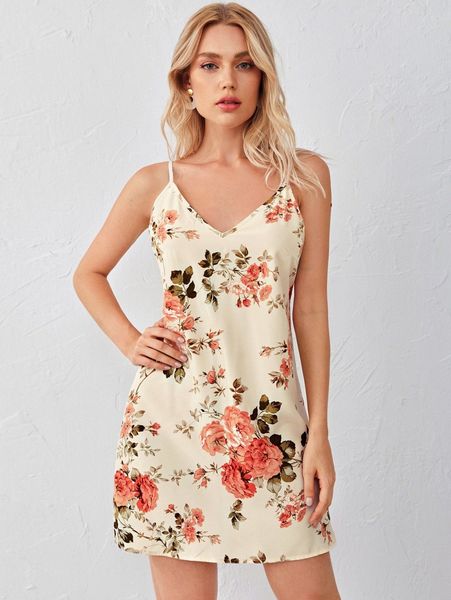 

floral print slip dress f2sg#, Black;gray