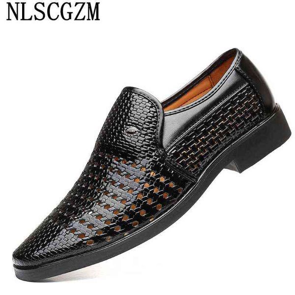 Костюм повседневного офисного обуви кожи классические лоферы Men Business Sui Slip On Shoes Brown Dress Italiano Oxford For220513