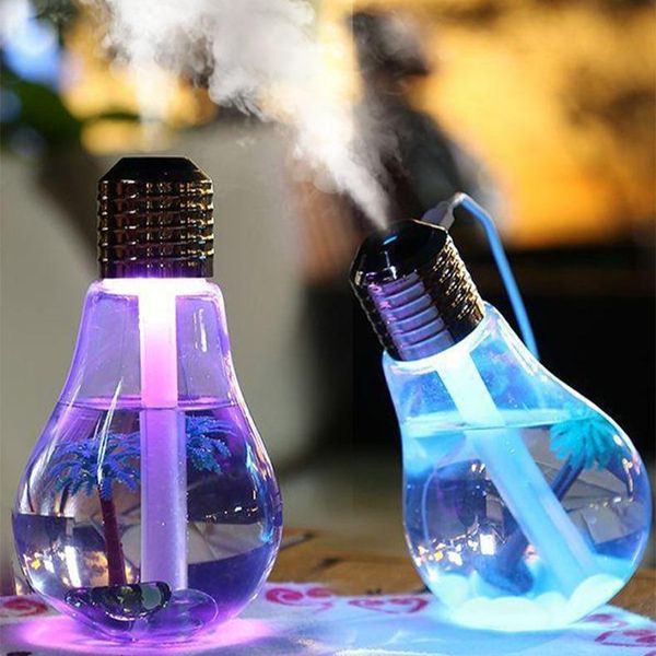 Luftbefeuchter neuer kreativer Nachtlicht Mikro Landschaft Zerstäuber USB Stille kleine farbenfrohe Glühbirnenbefeuchter