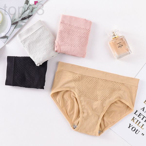 

women's panties designer [stand alone]3d honeycomb underwear women's pure cotton middle waist hip tuck briefs zje3, Black;pink