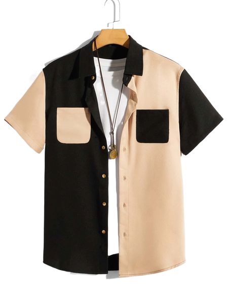 

men two tone pocket patched shirt without tee n0qk#, White;black