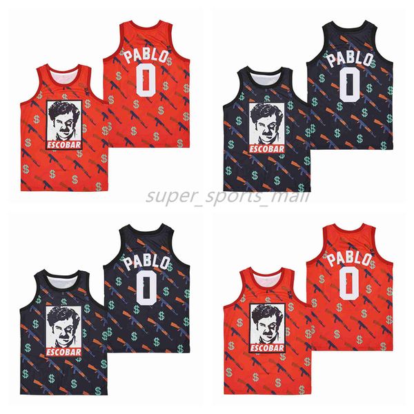 

movie basketball jerseys 0# pablo escobar takeover jersey, Black;red