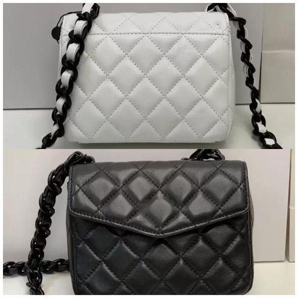 

22ss quilted mini flap bag lambskin acrylic black hardware thick chain classic plaid shoulder messenger bag french designer luxury ladies cl