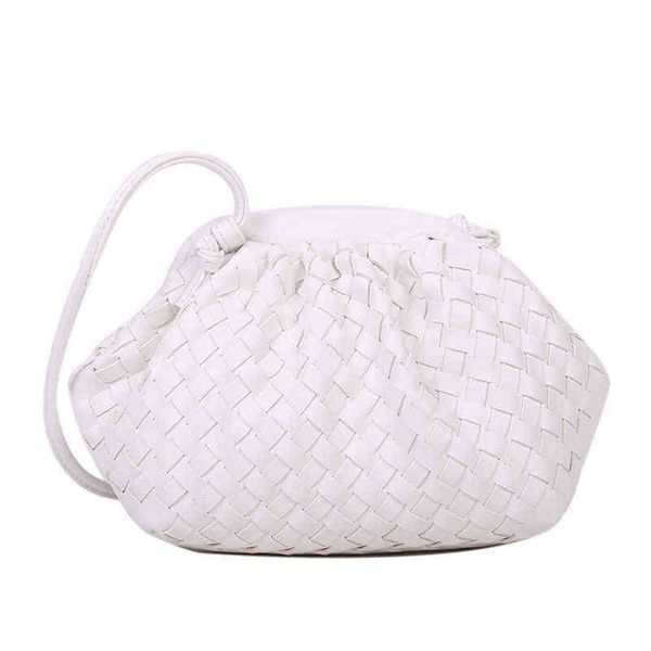 

evening bags shoulder bags weave pu leather crossbody for women solid color handbags female and purses lady travel 220413