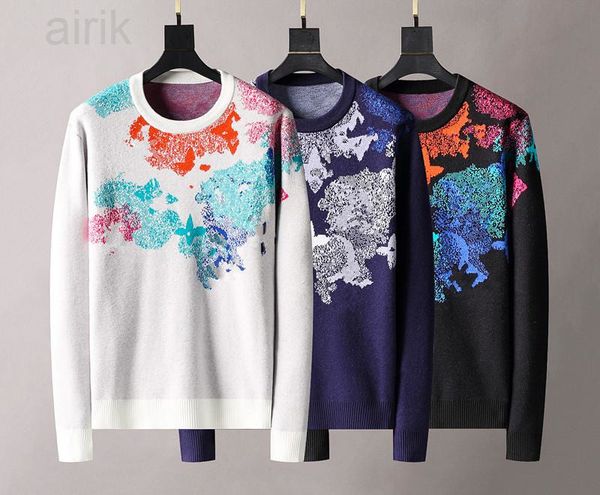

2023 men's sweater letter embroidery knit sweater winter sports shirt round neck round neck long sleeve sweater female designer hoodie, White;black