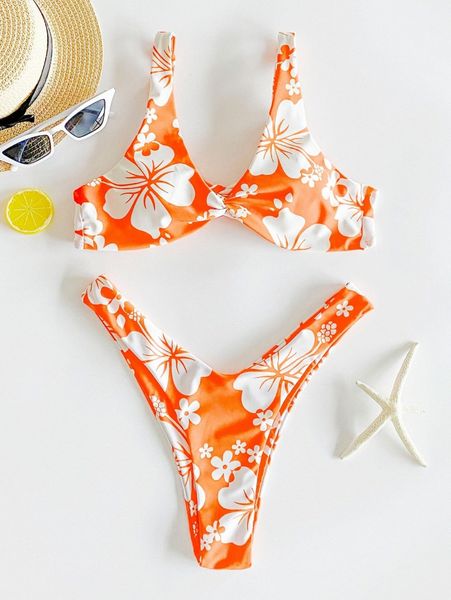 

floral twist bikini swimsuit d1be#, White;black