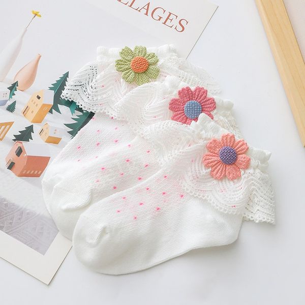 

lovely toddler baby girls socks new children flower printing agaric edge mesh floor solid soft cotton socks for infant kids, Pink;yellow