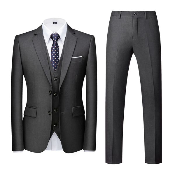 

latest coat pant designs business men's classic suit dark grey formal men suits wedding wear male blazer groom tuxedo 3 pieces, Black;gray