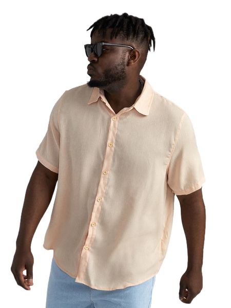 

extended sizes men solid button front shirt w9ba#, White;black
