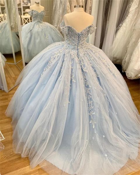 Baby Blue Quinceanera Ballkleid Kleid für Frauen Geburtstag Prom Kleider fehlen süße 16 Kleider Vestidos de 15 aos