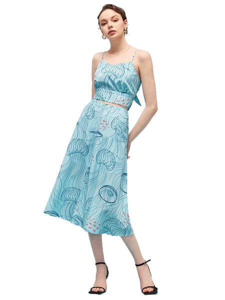 

x marcia mancuso jellyfish print tie backless cami & skirt 09ki#, White