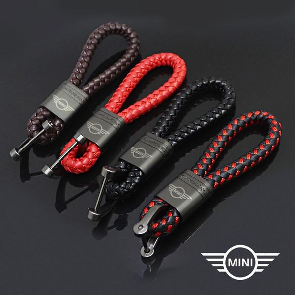 

leather car key chain for mini cooper jwc r50 r52 r53 r56 r57 r58 r59 r60 r61 f50 f54 f55 f56 car keyring accessories259w, Silver