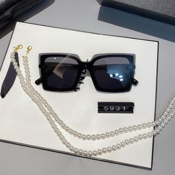 

summer famous sunglasses oversized flat ladies sun glasses chain women square frames fashion designer with packag302e, White;black
