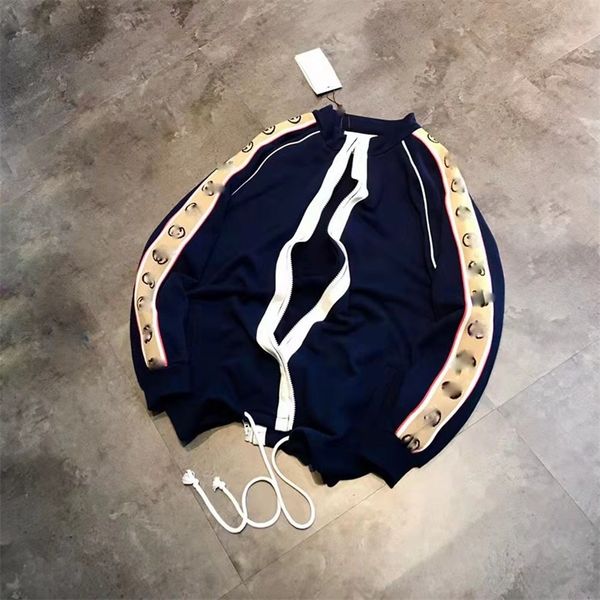 

3m reflective splicing navy zipper sweater for men and women, Black