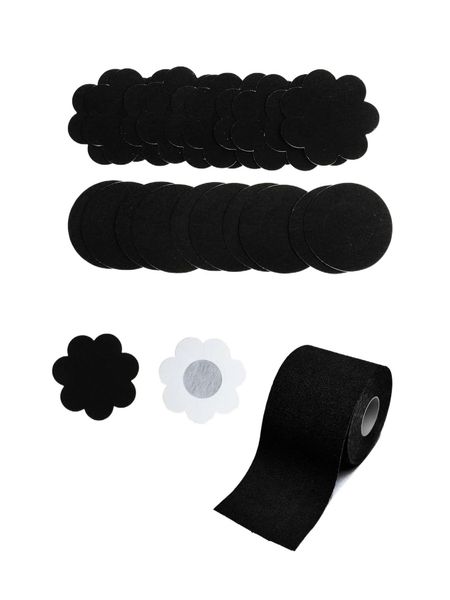 

10pairs plain nipple cover with 1roll boob tape x8wr#, Black;red