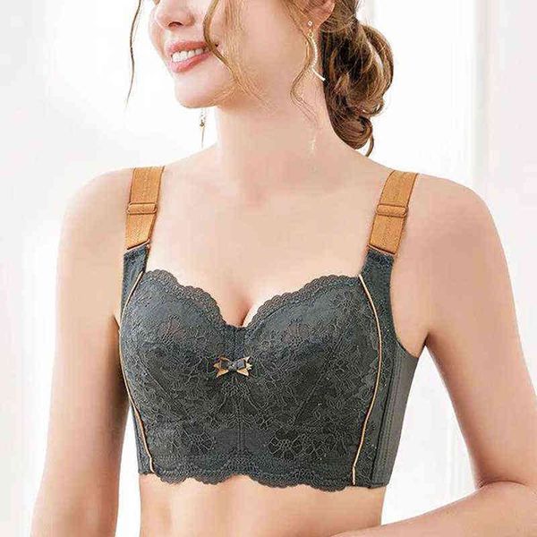 

underwear women full coverage non padded bra lace floral embroidery minimizer bras female lingerie 34 36 38 c d e t220726, Red;black