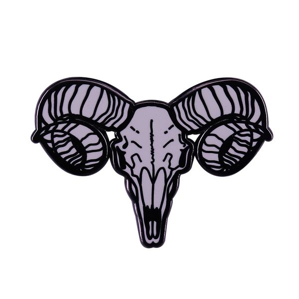 

baphomet goat head badge skull enamel pin black gothic brooch, Blue