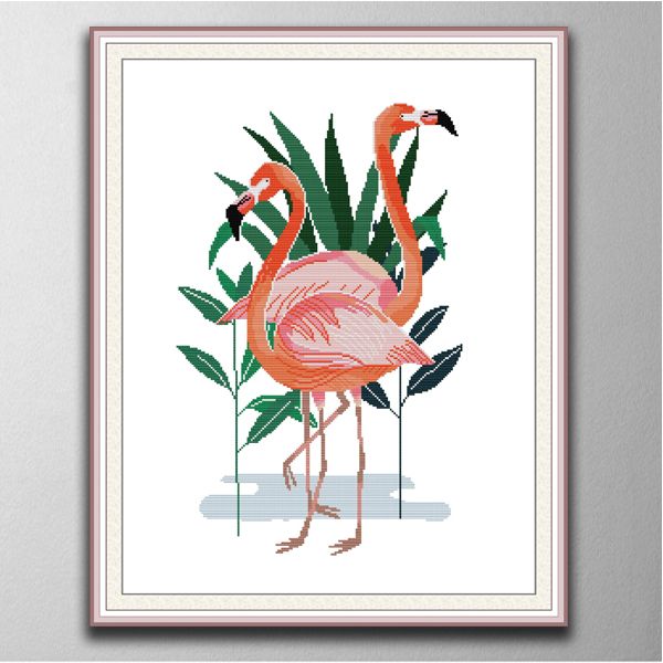 Flamingo Five Home Decor Parings, Cross Stitch Crest Stitch Craft Tools Embroidery Midsewres
