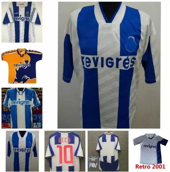 

porto retro soccer jersey 1994 95 97 99 2001 03 04 cup final home away men deco finals vintage football shirt kits blue yellow classic unifo, Black;yellow