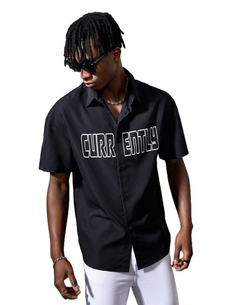 

men letter graphic shirt without tee n01e#, White;black