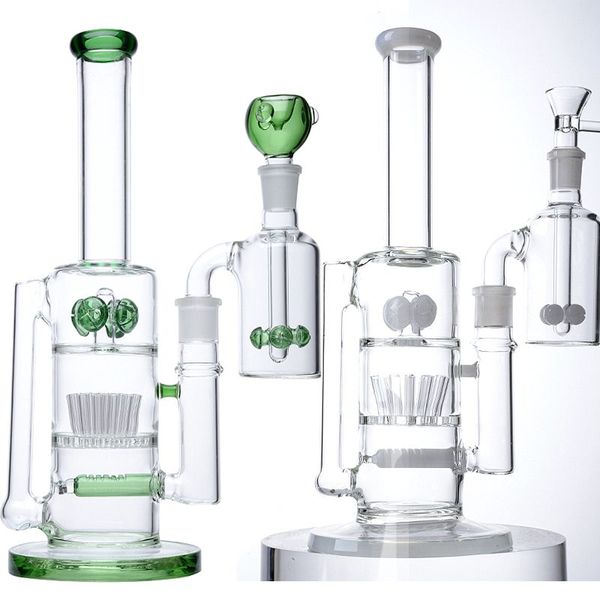 18-mm-Innengewinde-Bongs, 2 Farben, Sprinkler-Wasserpfeifen, Inline-Perc-Öl-Dab-Rigs, Pilz-Kreuz-Perkolator-Wasserpfeifen, hohe 12-Zoll-dicke 5-mm-Glasbongs mit Aschefänger