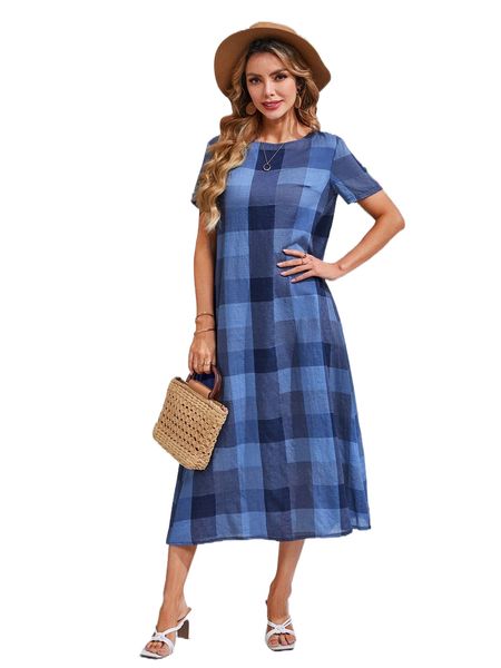 

emery rose plaid print tunic dress m8z2#, Black;gray