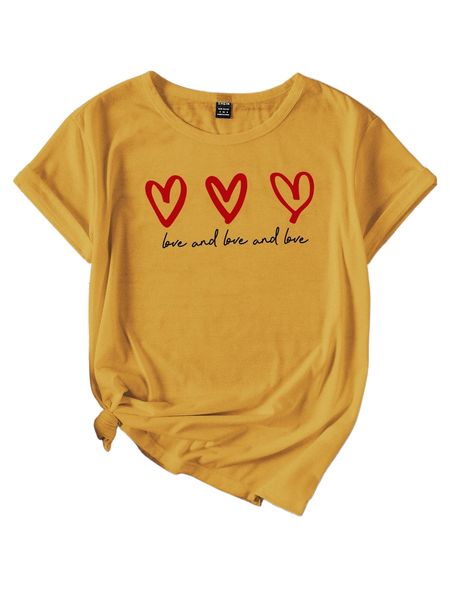

heart and letter graphic tee t891#, White