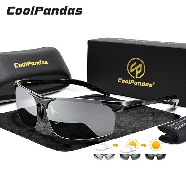 

aluminum rimless pochromic sunglasses men polarized day night driving glasses chameleon antiglare gafas de sol hombre 220701, White;black