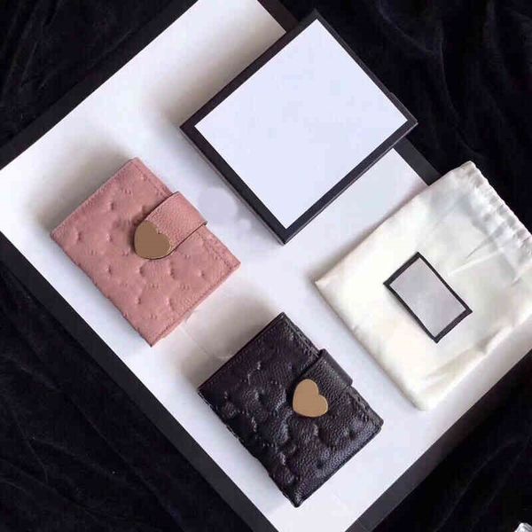 

2023 classic wallet women three-dimensional embossing bags leather luxury designer brand love buckle purses cute card holder 220325, Red;black