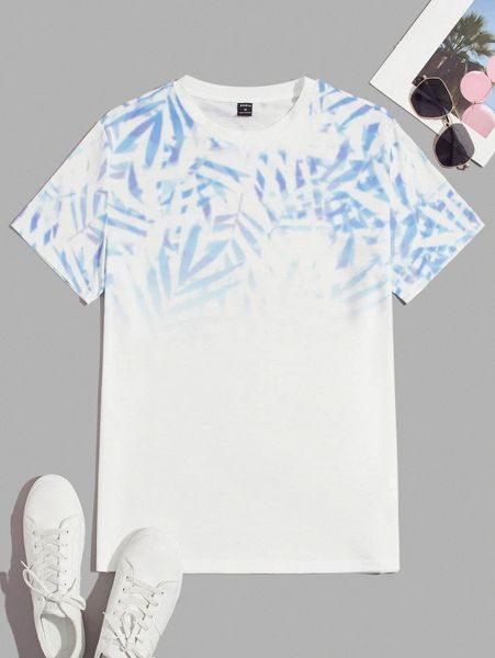 

men leaf print tee h19v#, White;black