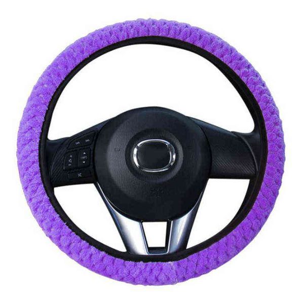 Universal Soft Warm Plush Covers Car Steering Wheel Cover Car Styling Pearl Velvet Car Decoration Inverno 4 colori J220808