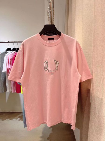 

summer pink t shirt designer men's short sleeve crew neck t-shirt paris casual women's red t-shirt, White;black