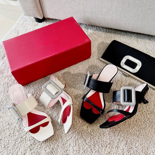 

slippers temperament comfortable leather color matching fashion sandals, Black