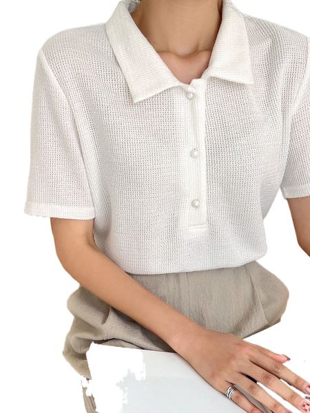 

dazy half button placket tee 74n0#, White