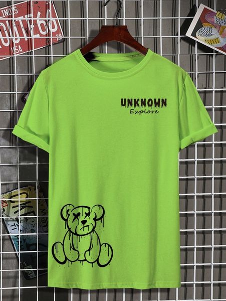 

men bear & letter graphic tee m8cu#, White;black