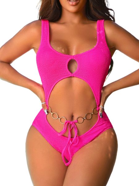 

cut out chain detail tie front tank bodysuit y8ny#, White