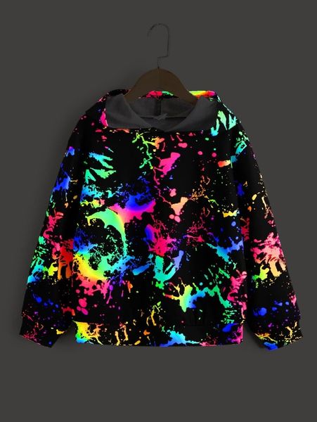 

toddler boys reflective splash print hoodie she, Black