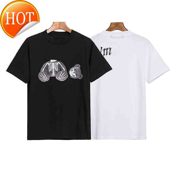 

trend men t shirt plamangels chao brand severed bear white bone back letter print simple short sleeve shirts