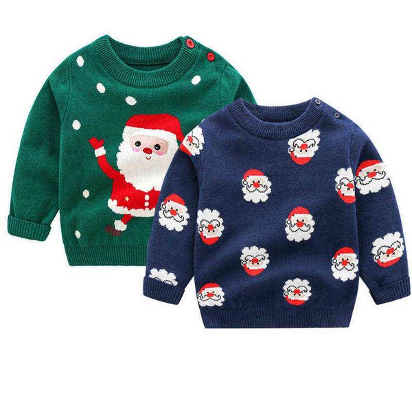 

autumn winter kids knitting long sleeve clothes baby boys girls cartoon pullover sweater christmas baby boys girls sweater l220715, Blue