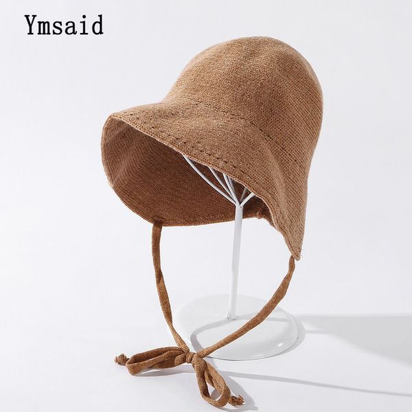 

autumn winte rsolid color dome bucket hat wool blended fisherman women's warm tethered basin fashion girl knitted 220325, Blue;gray
