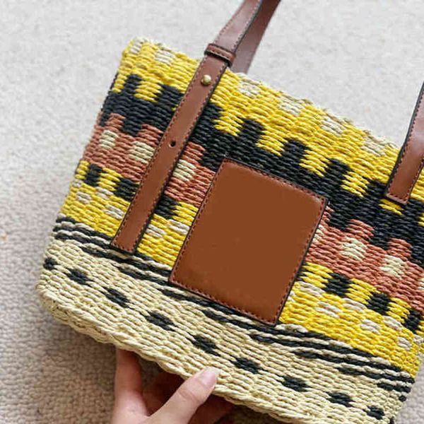 

straw bucket bags beach designer shoulder luxuries handbag fashion messenger lady crossbody pocket women material purse 220530