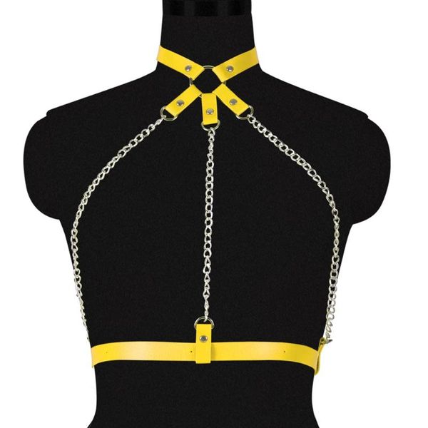 Bustiers Corsets Готическое ожерелье нижнее белье панк кожа Harajuku Chains Harness Risters подвески для женщин