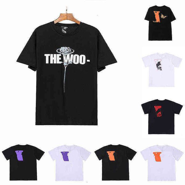 

summer 22ss mens womens designers t shirts loose tees apparel fashion brands man s casual vlones shirt luxurys clothing polos shorts833e, White;black