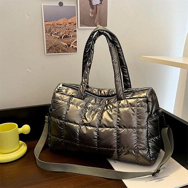 

evening bags women's shoulder messenger quality down fabric female padded tote bag designer ladies handbags