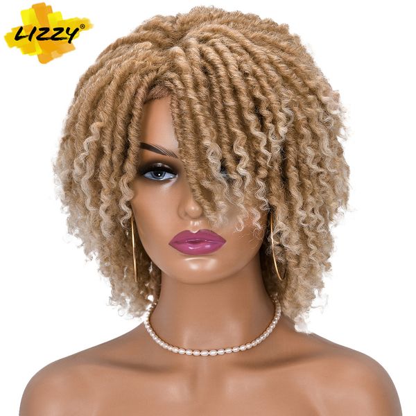 

lx brand short hair dreadlock wig curly synthetic soft faux locs wigs with bangs for black women ombre crochet twist braiding hair lizzyfact