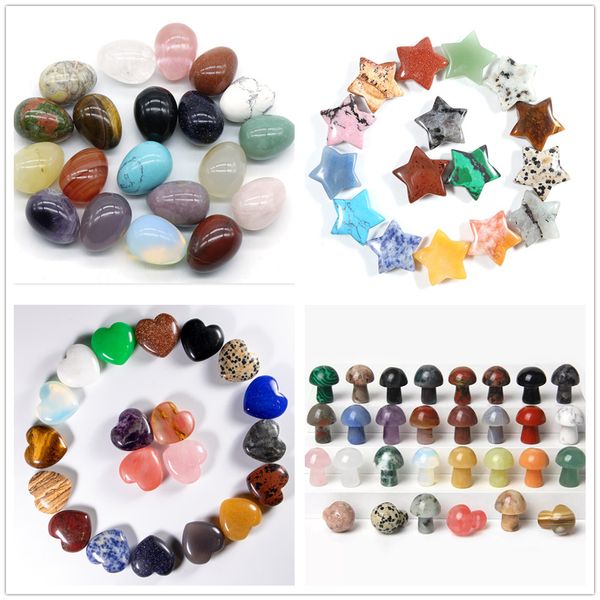 

natural stone crystal heart egg mushroom ornaments quartz healing crystals energy reiki gem living room decoration, Black