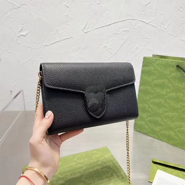

classic luxury chain fashion bag 2022plaid flower brand wallet vintage ladies brown leather handbag designer shoulder bag with box