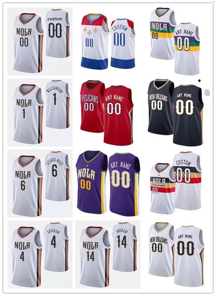 

75th custom men youth new orleans''pelicans''13 kira lewis jr. 10 jaxson hayes 5 herbert jones 31 tomas satoransky baske, Black;red