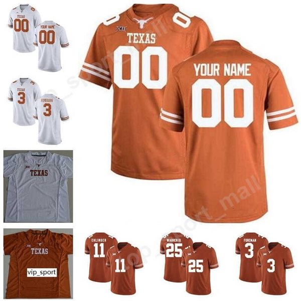 

c202 college texas longhorns sam ehlinger jersey men football 49 joshua rowland chris warren iii 3 armanti foreman custom name number, Black
